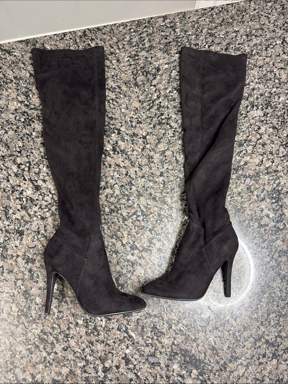 Paprika over knee boots fabric sock heeled boots EUC 8.5